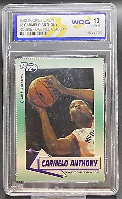 2002 Rookie Review Carmelo Anthony Rookie Oak Hill Academy Graded Wcg 10 • $9.99