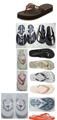 Michael Kors Black Pink White Gold Silver Orange Padded MK Flip Flops • $29.99