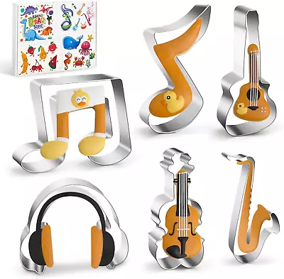 Music Note Cookie Cutters - 6PCS Large Stainless Steel Music Instrument Shapes B • $12.77