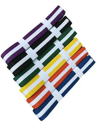 White Stripe Colour Karate Belt Martial Arts Judo 200cm 320cm Cotton • £5.99