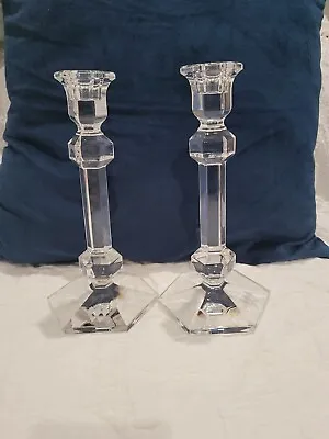 Pair Of Val St Lambert 9.5  Crystal Candle Stick Holders • $59.99