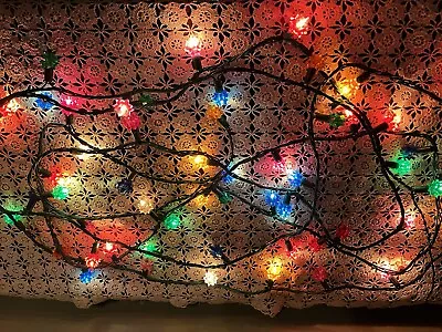 Vintage Working Strand Of 60 Christmas Lights W/Starburst Reflectors • $28