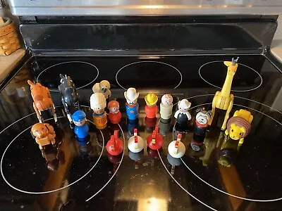 Vintage Lot Fisher Price Little People  Western Farm Cowboys Animals Indian • $60