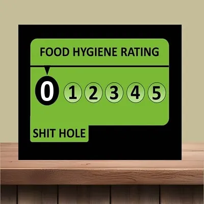 Funny Food Hygiene Rating Metal Wall Sign Cafe Bar Man Cave Shed Bbq Garden • £5.10