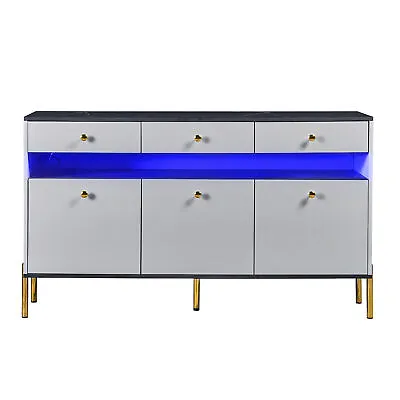 Marble Top Dresser With LED LightsStorage Cabinet With 3 Drawers And 6 Shleves • $450.99