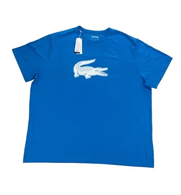 NEW Lacoste Sport Big & Tall Croc Short Sleeve T Shirt Blue White 4XLB - 11R • $39.99