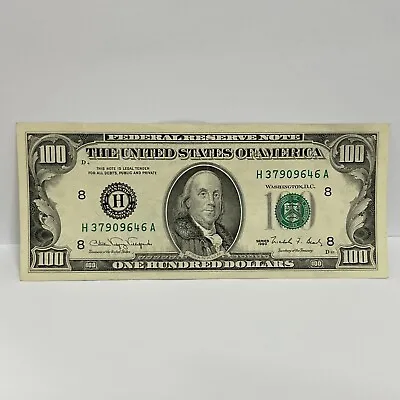 Series 1990 US One Hundred Dollar Bill $100 ~ St Louis ~ H 37909646 A • $135