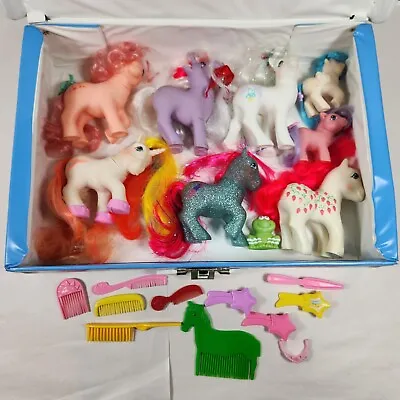 My Little Pony Vtg Lot Of 8 Total Ponies G1 + Vinyl Case Sugarberry Skyrocket + • $185