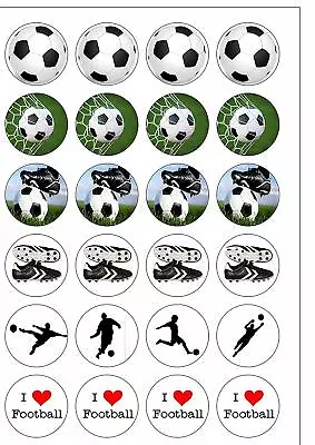 24 PRECUT I Love Football Round Edible Wafer Paper Cupcake Cake Toppers  • £2.49