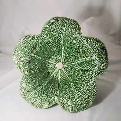 Vintage Bordallo Pinheiro Large Cabbage Leaf Scalloped Serving Bowl 13  • $34.99