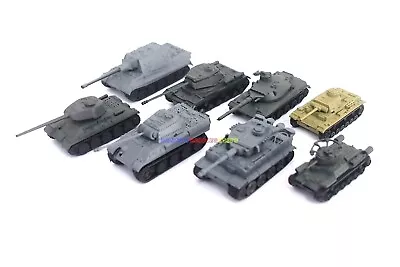 Set Of 1/144 Mini Tank WWII Model Kit (8 Diff) Tiger I T34 IS2 Panzer Jagdtiger • $11.99