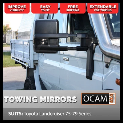 $579 • Buy OCAM Extendable Towing Mirrors For Toyota Landcruiser 70 75 76 78 79 Series, Man