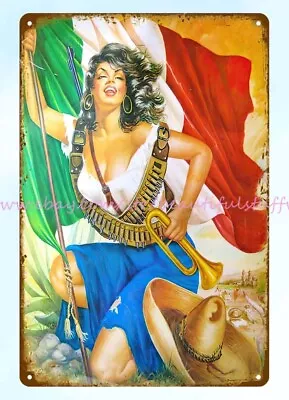 Bar Signs Soldadera Adelitas Woman From The Mexican Revolution Metal Tin Sign • $18.89