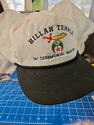 Vintage Hillah Temple 1st Cermonial Master White Trucker Adjustable Strap Hat • $15.40