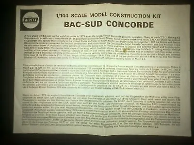 £2 • Buy Airfix Bac/sud Concorde 1/144 Instruction Leaflet Early Issue
