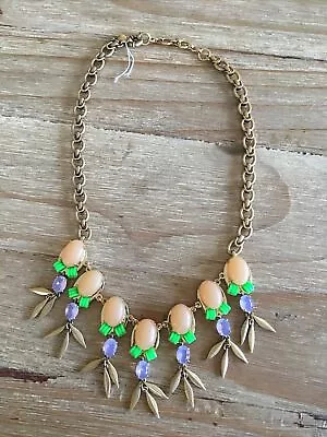 $49.39 • Buy J. Crew Statement Necklace Faceted Cluster Drop Gold Tone