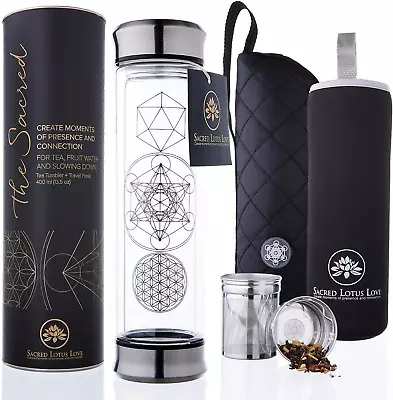 Double-Walled Glass Tea Infuser Bottle - Portable Travel Mug W/ Strainer Sleeve • $45.29