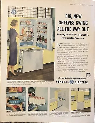 1959 GE General Electric Refrigerator VTG 1950s PRINT AD New Swing-Out Shelves • $11.77