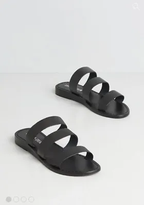 NWT ModCloth Chelsea Crew Made For Happy Days Slide Sandal - Black - Size 10 • $55