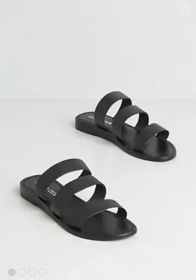 NWT ModCloth Chelsea Crew Made For Happy Days Slide Sandal - Black - Size 5 • $55