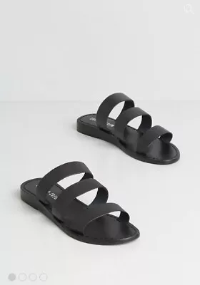 NWT ModCloth Chelsea Crew Made For Happy Days Slide Sandal - Black - Size 7 • $55
