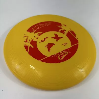 Wham-O Frisbee Yellow Red Birds Palm Trees Ocean Beach Scene Vtg • $9.99