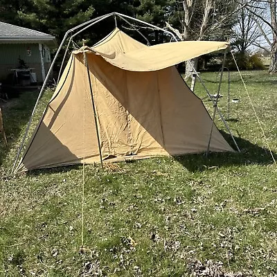 Vintage Antique Eureka Tent 8 Person 132”x132”x80”Blanchard Nice~READ ALL • $395