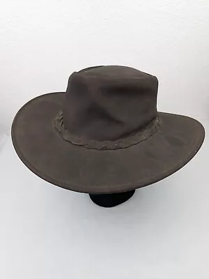 Vtg NWT Minnetonka The Fold Up Crushable Hat Genuine Leather Size Medium Brown • $39.99