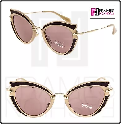 MIU MIU NOIR 05S SILK MU05SS Butterfly Antique Gold Opal Brown Women Sunglasses • $163.44