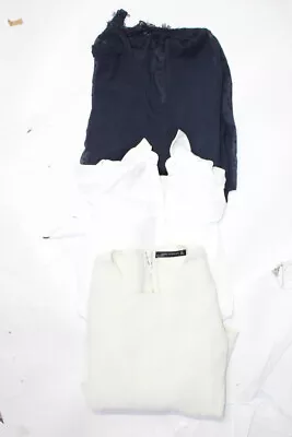 Zara Women's Collar Blouses Pullover Sweater Blue White Size M L Lot 3 • $34.81