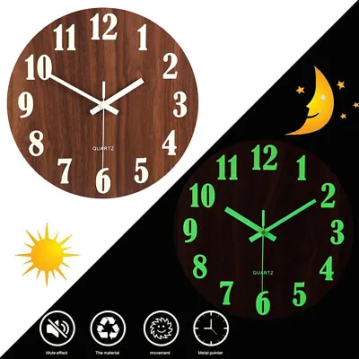 £10.95 • Buy 30CM Large Luminous Wall Clocks Glow In The Dark Silent Home Digital Clock Decor