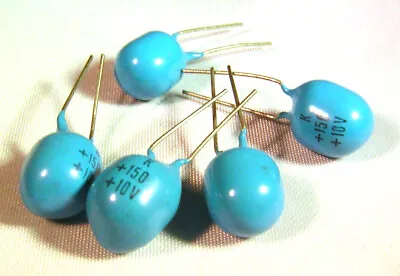 £6 • Buy Dipped Tantalum Bead Capacitor 150uf 10V 5mm Lead Spacing 5 Pieces OM1225