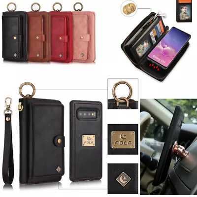 For Samsung S23 S22 S21 Note20 Removable Leather Wallet Zipper Purse Case Cover • $37.99