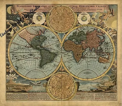 World Map Vintage Poster Middle Ages Wall Prints Art Decor 24  X 28  Inch W09 • $12.99