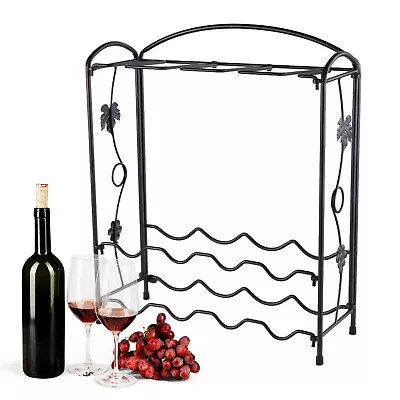 Wine Rack Table Wine Racks Countertop Metal Wine 8 Bottle Glass Holder Shelf USA • $19