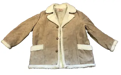 Vintage TOWN N RANCH Faux Suede Sherpa Shearling Coat Marlboro USA Mens XL • $79.99