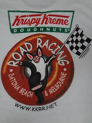 Vintage Krispy Kreme Doughnuts Road Racing Daytona Beach White 2xl T-shirt H1031 • $13.99