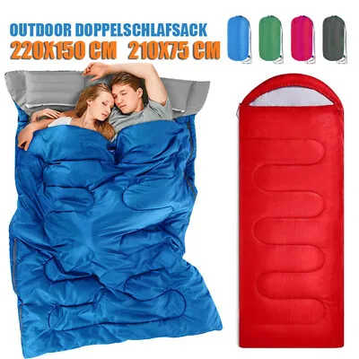 4 Season Single Double Sleeping Bags Camping Rectangular Envelope Zip Up Adult • £11.49