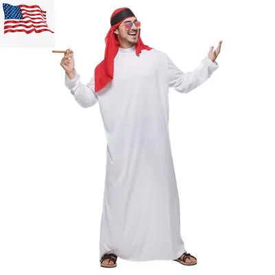 Arabian Costume Men Sheik Robe Fancy Dress Arab Cloth US Shipping • $21.99