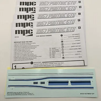 1967 Pontiac GTO MPC Model Parts Manuals Decal Kit 1:25 New L4 • $9