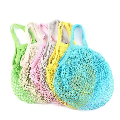 Portable Cotton Shopping Mesh Bag Ecology Reusable Short Handle Grocery Bags • $16.40