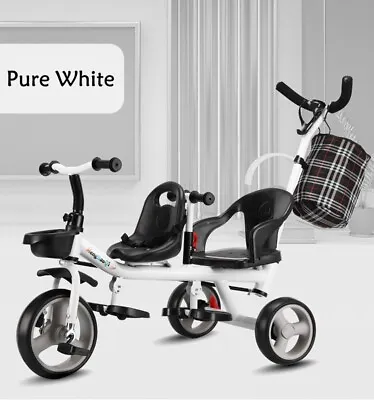 Baby Double Seat Tricycle Kids Bike Baby Pram Ride-On Toys W/ Push Handle • $148