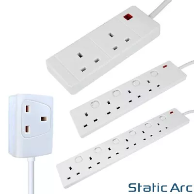 £12.50 • Buy Extension Lead Cable Electric Uk Mains Power Plug Socket Switch 1/2/4/6 Gang Way