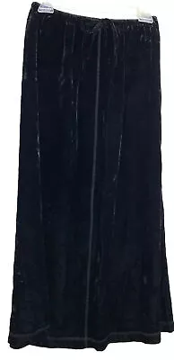 J. Jill Skirt Women’s Black Velvet  A Line Drawstring Skirt Midi Sz:PXS • $11.69