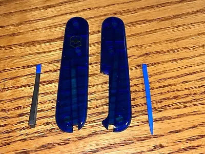 New Victorinox 91mm HANDLE / SCALE 4 Piece KIT In Sapphire BLUE • $15.95