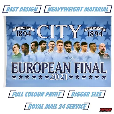 Manchester City Flag European Final 2021 Large 5ft X 3ft • £3.99