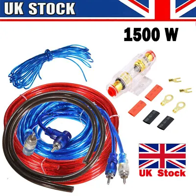 Car Amp Amplifier Cable Sub Subwoofer Wiring Kit 1500 Watt Power Fuse Holder UK • £6.37