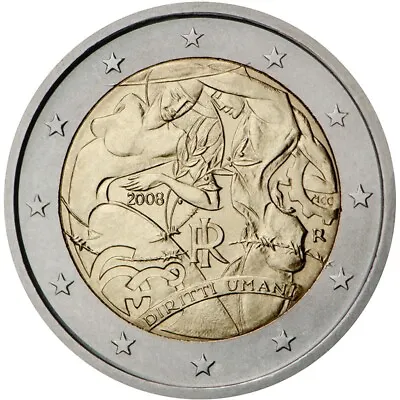 Italy - 2 Euro Commemorative 2008 Human Rights  - UNC - FREE SHIPPING • $12.95