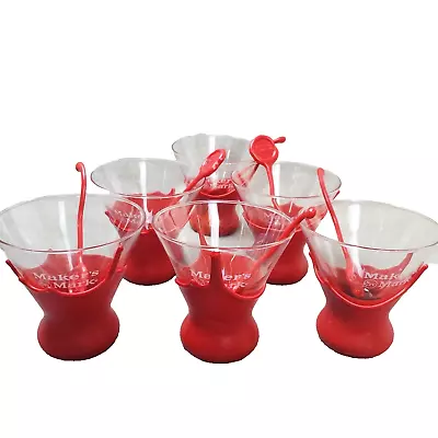 Maker's Mark Red Wax Drip Bourbon Glass Set Of 6 & 6 Stir Sticks Adult's Red Bar • $59.91