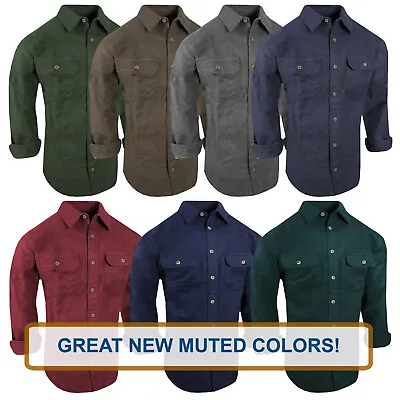 Chamois Shirt Mens Flannel Thick Cotton Rugged Work Button Pen Pocket True Fit • $26.95